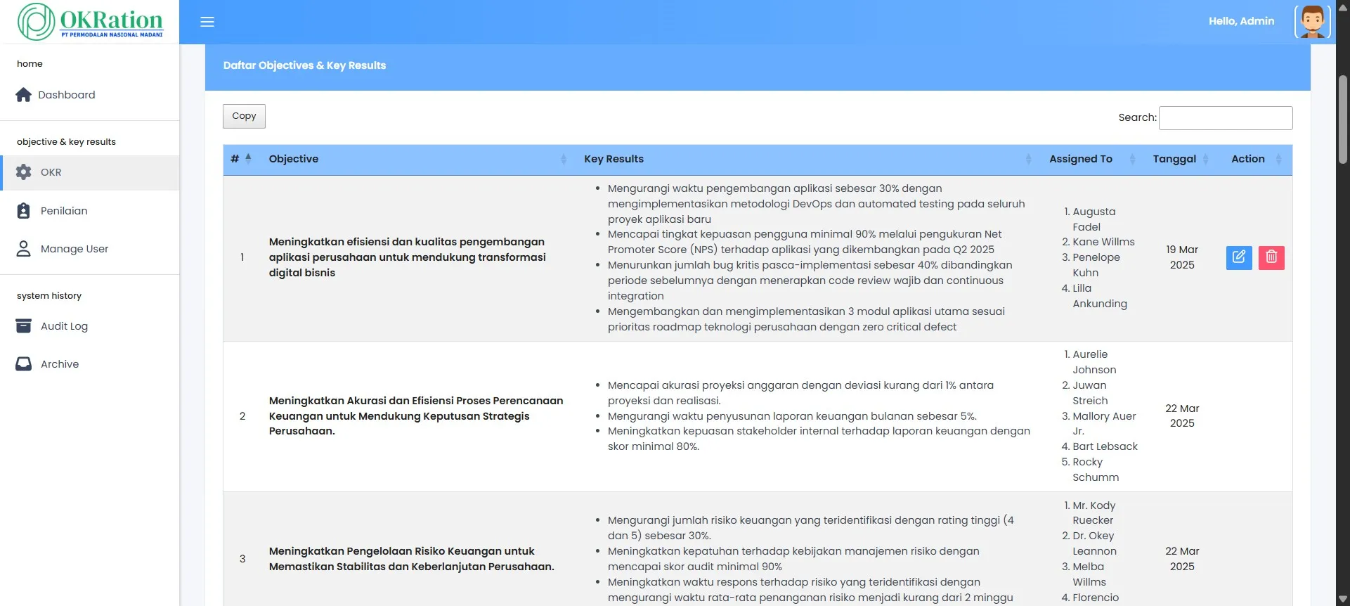 Manage OKR